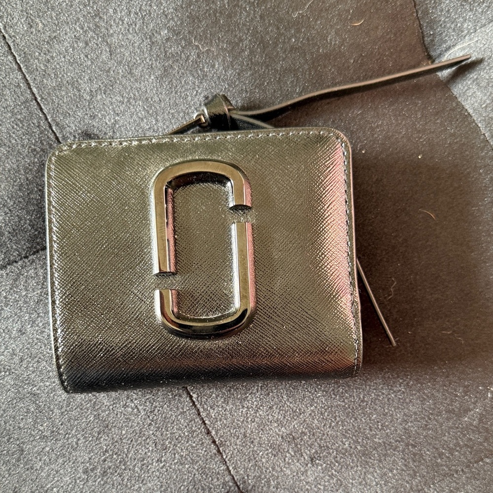 Black Leather Wallet with Logo
